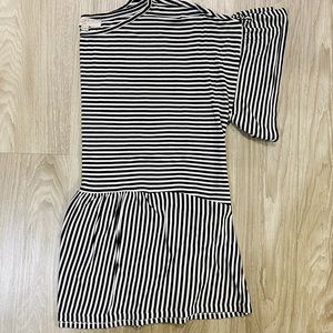 LOFT 14 BLACK + WHITE STRIPED PEPLUM TEE